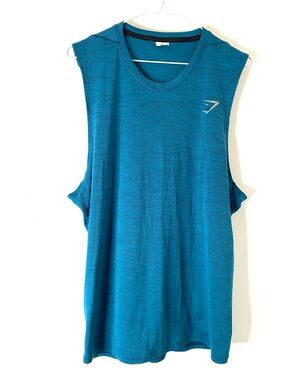 Gymshark Mens Arrival Marl Teal Drop Armhole Muscle Tank Workout Top